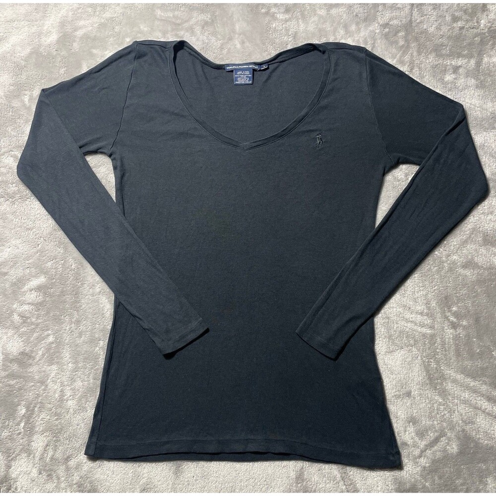 Ralph Lauren Sport T-Shirt Long Sleeve Pony Logo On Front Women’s Large Black